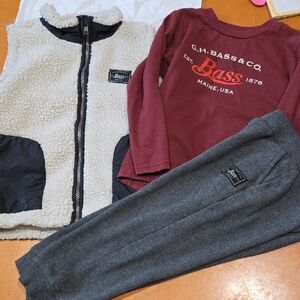 G.H. Bass & Co. Sherpa Vest and Maroon Shirt Set, Jogger 4T